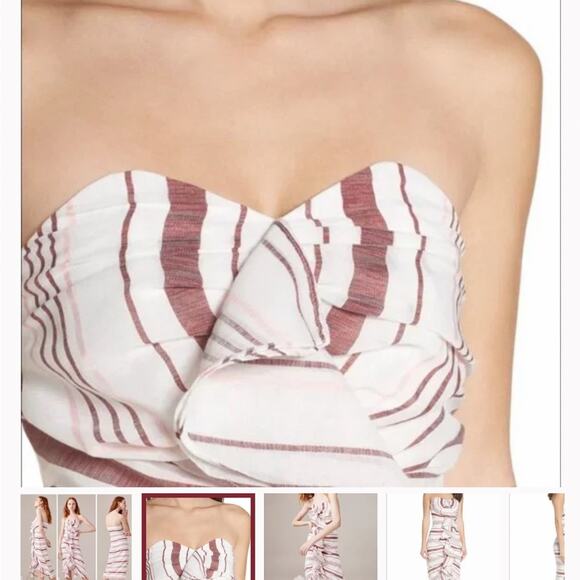 C/MEO Collective Striped Ruffle Strapless MIDI Dress size Medium - Picture 3 of 8